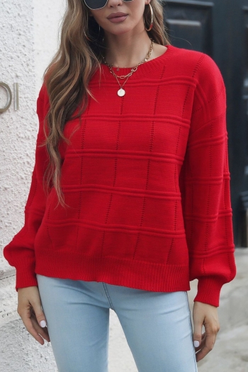 winter new 3 colors solid color plaid knitted high stretch stylish sweater