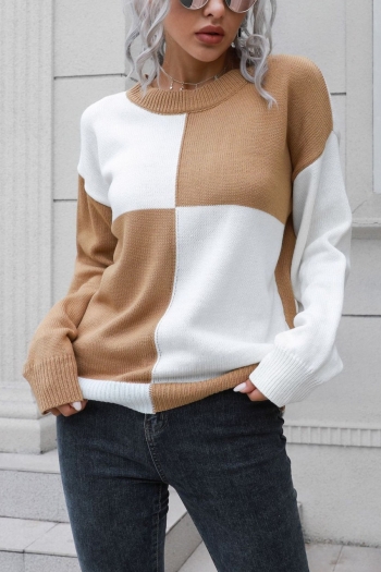 winter new three colors contrast color knitted stretch stylish all-match sweater