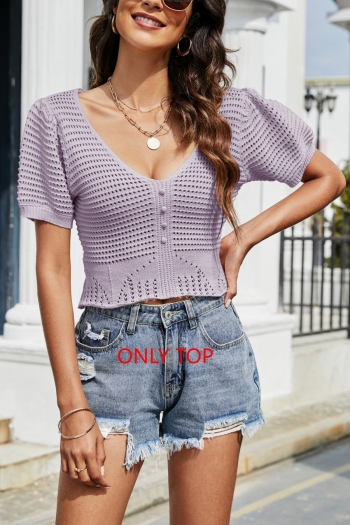 summer new two colors cutout knitted stretch v-neck backless lace-up sexy all-match top (only top)