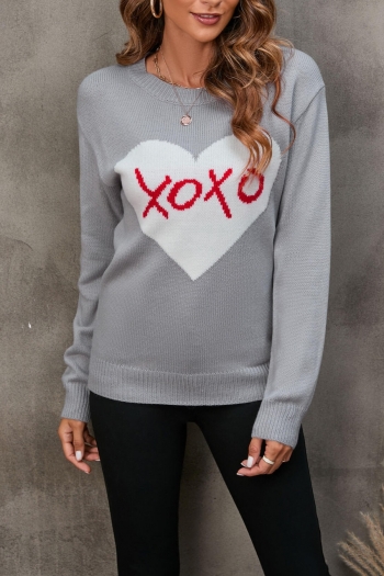 s-2xl winter new plus size letter & heart knitted stretch stylish casual sweater