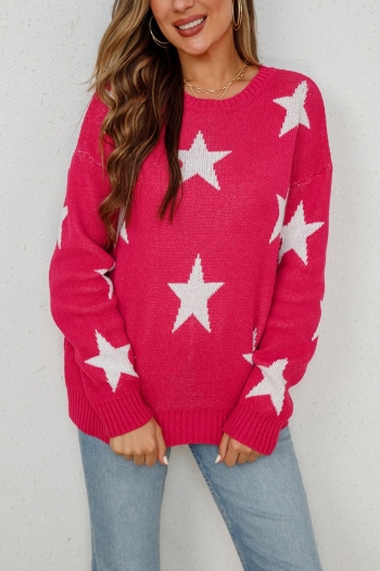winter new 6 colors pentagram knitted stretch casual stylish sweater