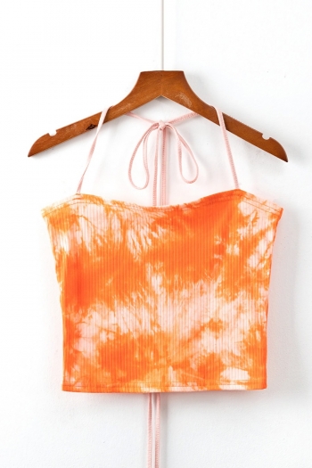 summer new three colors tie dye printing stretch halter-neck sexy all-match crop tank top
