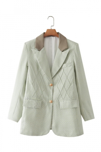 autumn new stylish inelastic plaid pattern button pocket loose high quality casual blazer