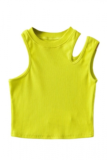 summer new 5 colors pure color ribbed knit stretch stylish all-match crop tank top