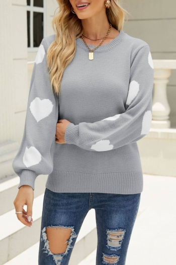 s-2xl winter new plus size three colors heart shape knitted slight stretch lantern-sleeve stylish casual sweater
