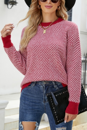 winter new 5 colors oblique stripe knitted slight stretch stylish all-match sweater