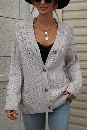 winter new two colors twist knitted slight stretch v-neck single-breasted stylish all-match sweater