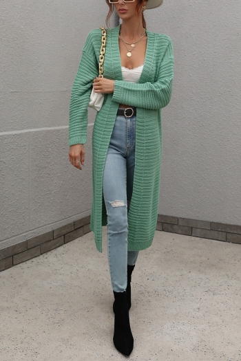 winter new 4 colors pure color slight stretch stylish long knitted cardigan sweater (only sweater)