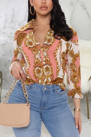 autumn new stylish 6 colors printing slight stretch single breasted loose plus size casual shirts
