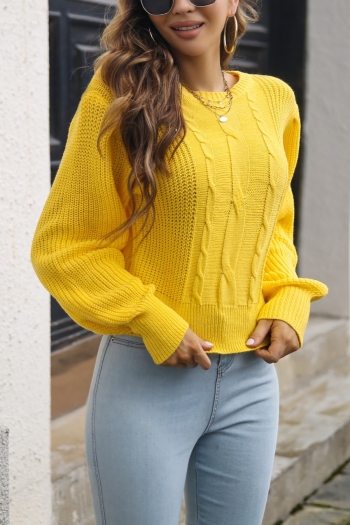 autumn & winter new 3 colors crew neck stretch knitted lantern long sleeves fashion sweater