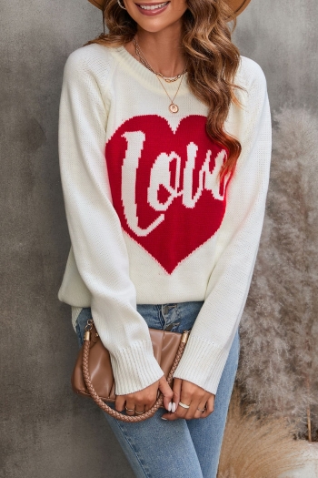 s-2xl winter new plus size 3 colors heart pattern letter knitted stretch stylish casual sweater