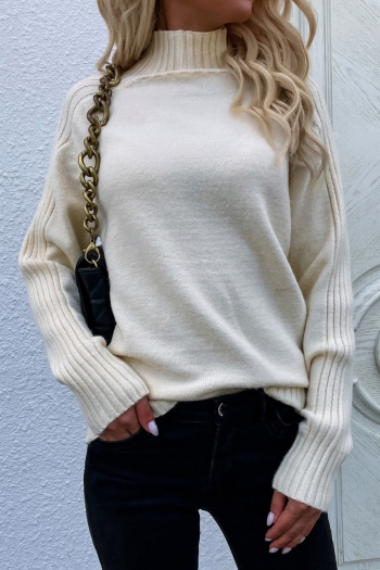 winter new two colors pure color stretch high-neck stylish casual knitted sweater