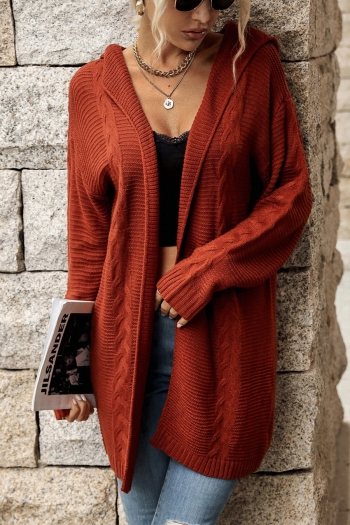 winter new knitted stretch long sleeve hooded stylish casaul cardigan(only cardigan)