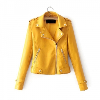 s-3xl autumn & winter new plus size 4 colors pu slight stretch turndown collar zip-up stylish cool leather biker jacket