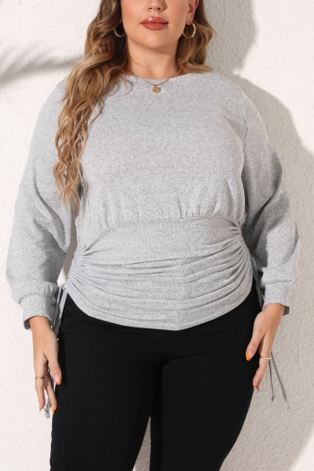 l-4xl autumn & winter new plus size 4 colors stretch drawstring casual all-match sweatshirt
