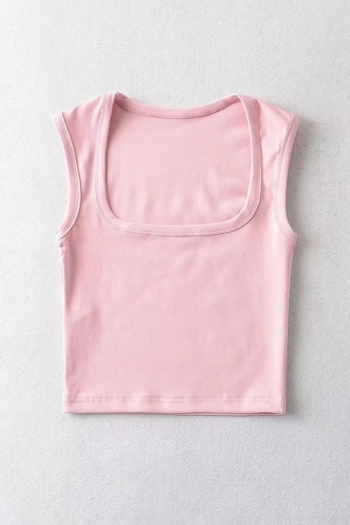 summer new 5 colors stretch square neckline sleeveless slim stylish vest