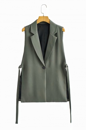 summer new 5 colors inelastic solid color button lace-up split stylish suit vest