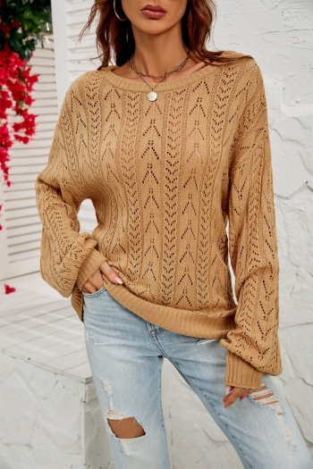 autumn new two colors cutout knitted slight stretch lantern-sleeve lace-up stylish all-match thin sweater