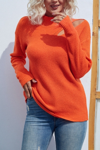 winter new 4 colors slight stretch hollow stylish all-match knitted sweater
