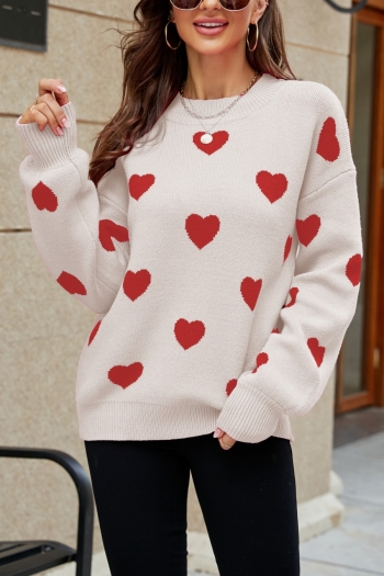 winter new heart pattern knitted slight stretch stylish all-match sweater
