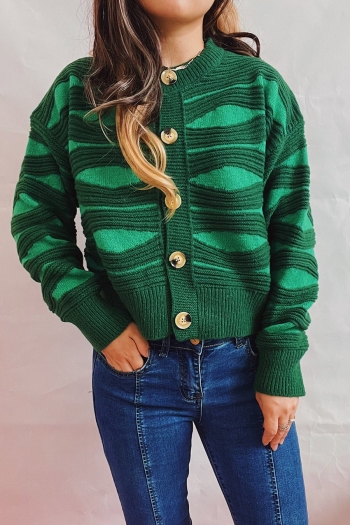 winter new 4 colors irregular stripe knitted slight stretch single-breasted stylish casual sweater