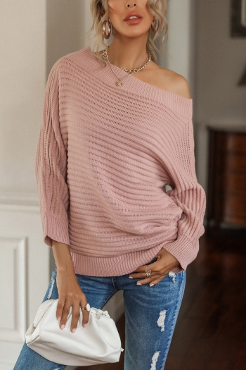 autumn & winter new solid color stretch off-the-shoulder long sleeves loose fashion sweater
