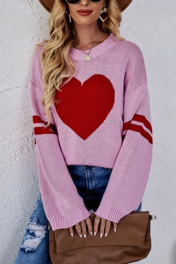 winter new 7 colors heart pattern knitted slight stretch stylish all-match sweater