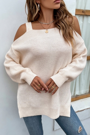 autumn & winter new 5 colors slight stretch off shoulder sling split side stylish all-match knitted sweater