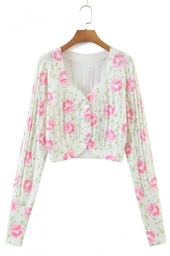 autumn new stylish slight stretch single breasted knitted flower high quality exquisite thin sweater