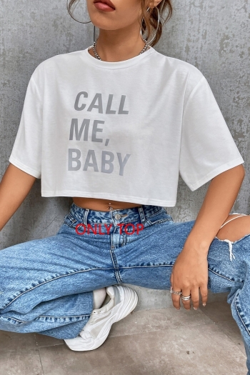 summer new 3 colors slight stretch letter fixed printing short sleeves stylish crop top