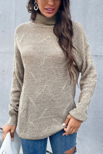 autumn & winter new knitted stretch long sleeve high collar stylish loose casual sweater