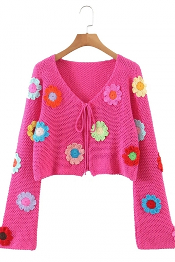 autumn new stylish loose slight stretch knitted flower high quality casual thin sweater