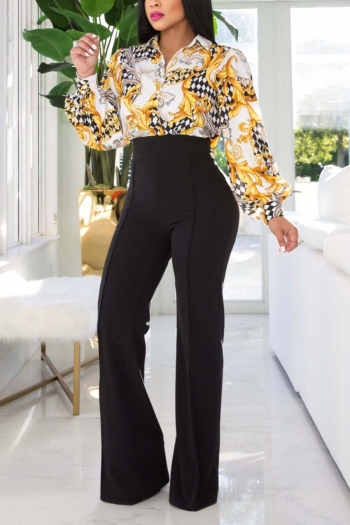 autumn new stylish batch printing non-stretch single breasted casual tops(tops only)