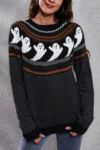 halloween new  4 colors knitted ghost polka dot slight stretch plus size casual sweater