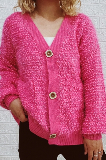 winter new 9 colors imitation mink knitted slight stretch v-neck single-breasted pockets stylish all-match sweater