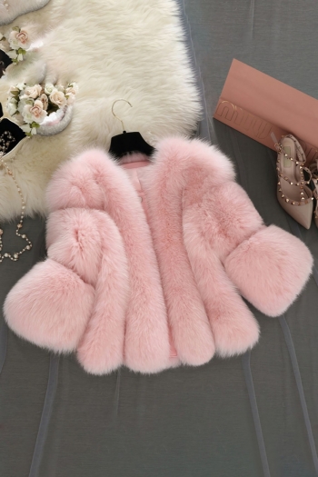 winter new stylish three colors solid color fur inelastic warm plus size casual outerwear