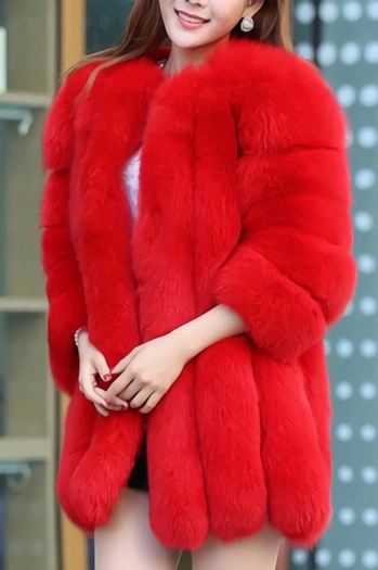 Winter new stylish eight colors solid color inelastic fur plus size casual outerwear