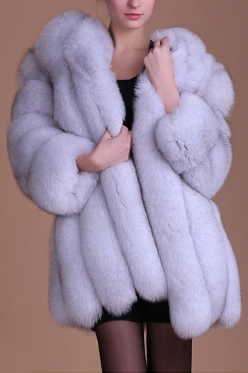Winter new stylish eight colors solid color inelastic fur plus size casual outerwear