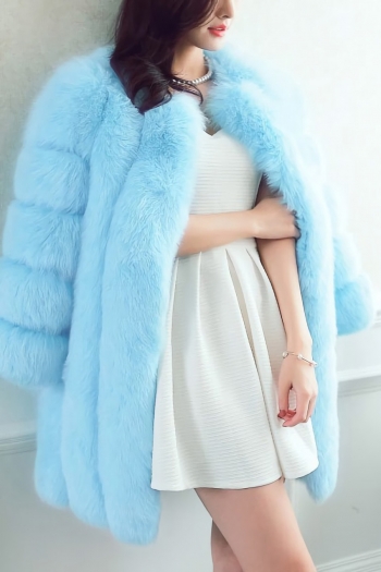 Winter new stylish eight colors solid color inelastic fur plus size casual outerwear