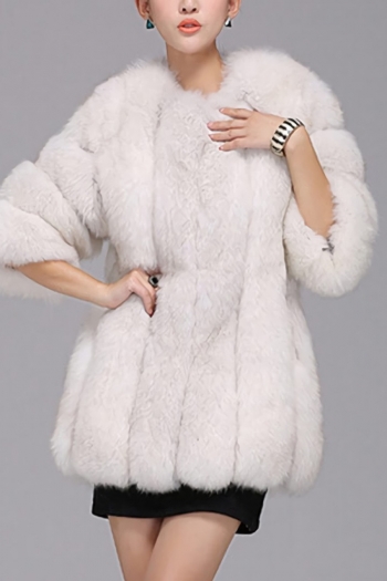 Winter new stylish eight colors solid color inelastic fur plus size casual outerwear