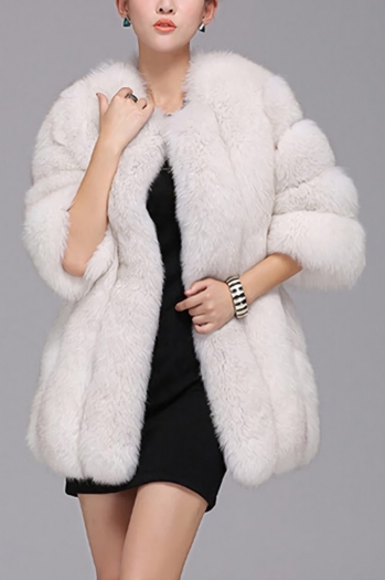 Winter new stylish eight colors solid color inelastic fur plus size casual outerwear
