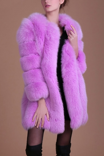 Winter new stylish eight colors solid color inelastic fur plus size casual outerwear