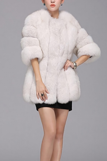 Winter new stylish eight colors solid color inelastic fur plus size casual outerwear