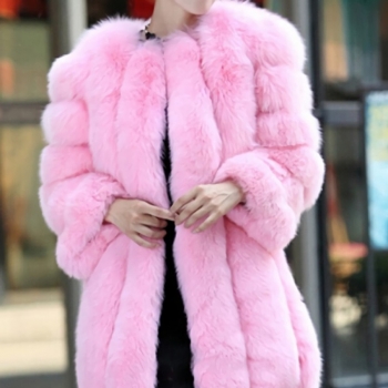 Winter new stylish eight colors solid color inelastic fur plus size casual outerwear