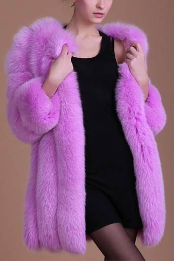 Winter new stylish eight colors solid color inelastic fur plus size casual outerwear