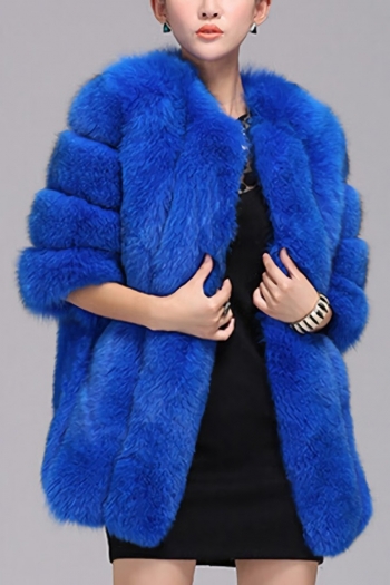 Winter new stylish eight colors solid color inelastic fur plus size casual outerwear
