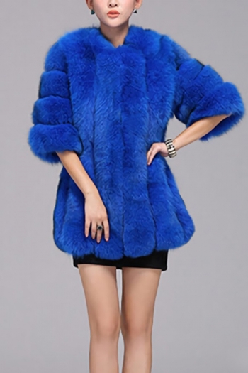 Winter new stylish eight colors solid color inelastic fur plus size casual outerwear