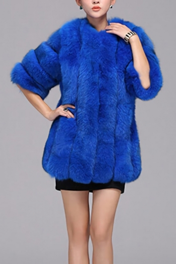 Winter new stylish eight colors solid color inelastic fur plus size casual outerwear