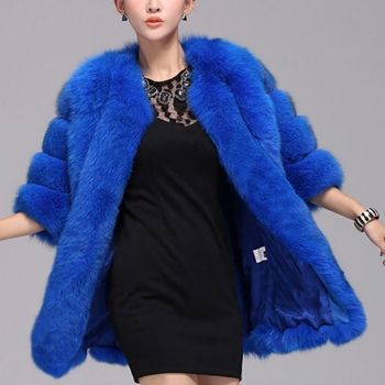 Winter new stylish eight colors solid color inelastic fur plus size casual outerwear