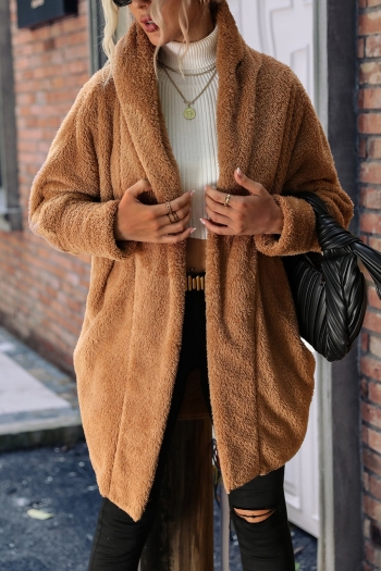 winter new 3 colors teddy fleece slight stretch hooded long sleeve pockets stylish warm cardigan jacket